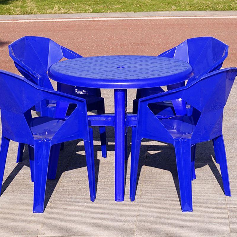 Modern Plastic Patio Table Outdoor Dining Table with Umbrella Hole