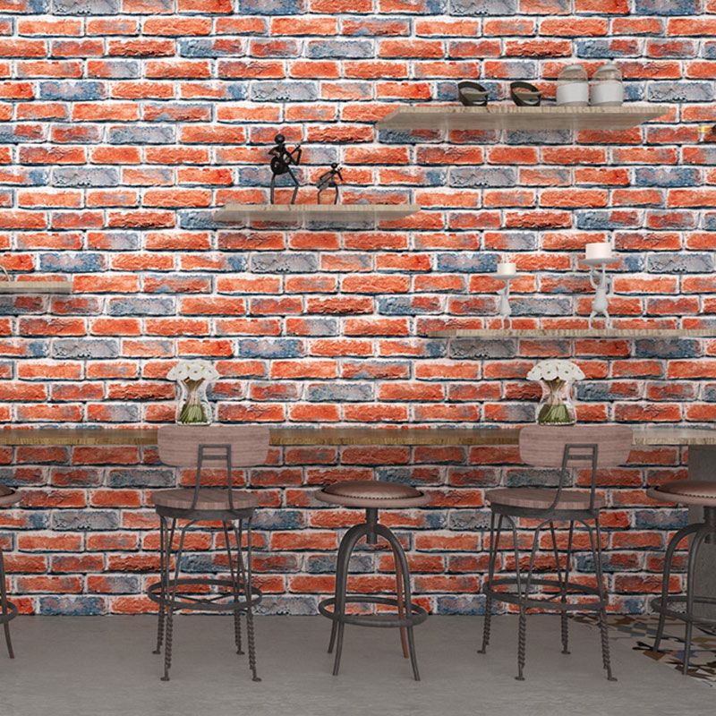 Light Color Brick Effect Wallpaper Stain-Resistant Vinyl Wall Covering for Coffee Shop Decor, Non-Pasted