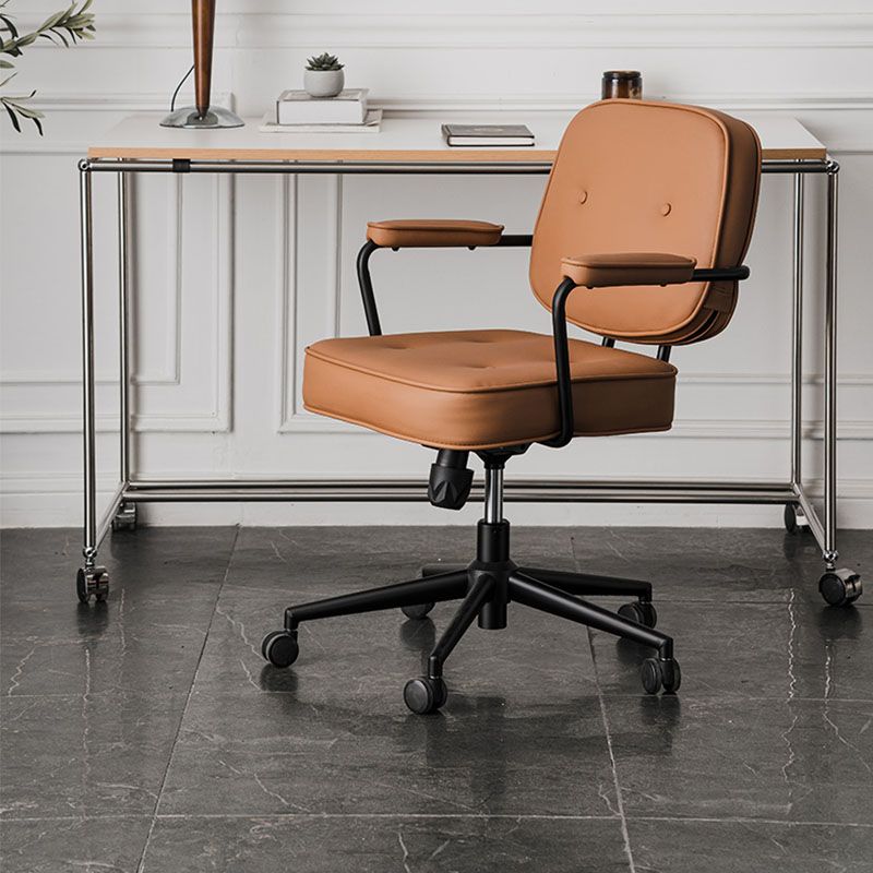 Contemporary Fixed Arms Desk Chair Wheels Included Conference Chair for Office