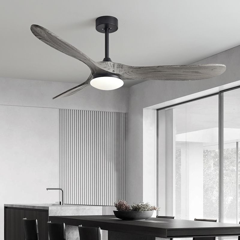 Nordic Style LED Ceiling Fan 3-Blade Fan Lighting with Wood for Bedroom