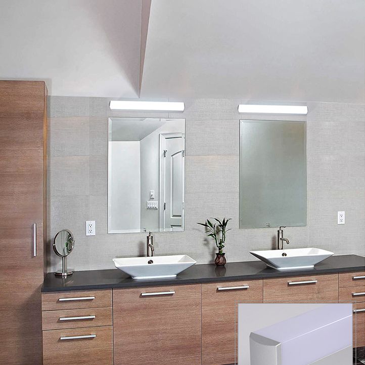 Modern Minimalist Style Rectangular Wall Mounted Mirror Front Acrylic 1 Light Vanity Lighting Fixtures for Bathroom