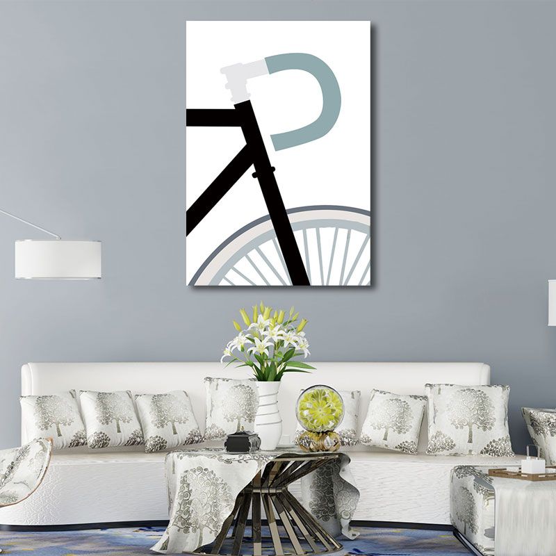 Bicycle Wall Art Decor White Nordic Canvas Print for Great Room, Multiple Size Available