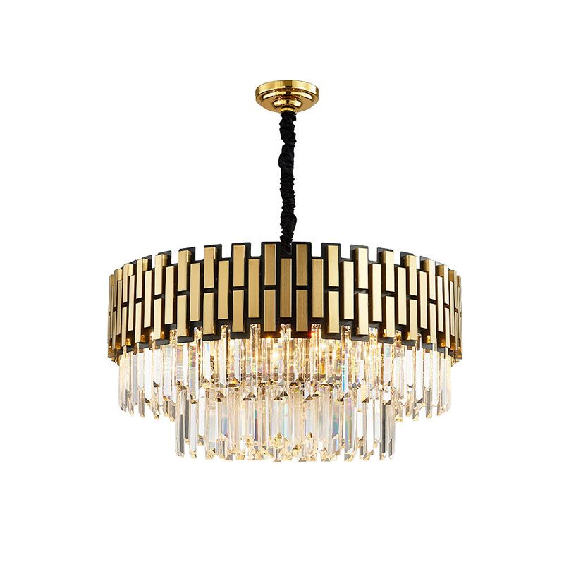 Crystal Gold Chandelier Lighting Layered 8 Lights Contemporary Hanging Light Fixture for Kitchen