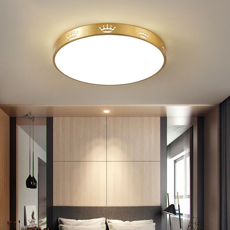 Modern Flush Mount Light Fixtures 1 Light Flush Mount Ceiling Light in Gold Finish