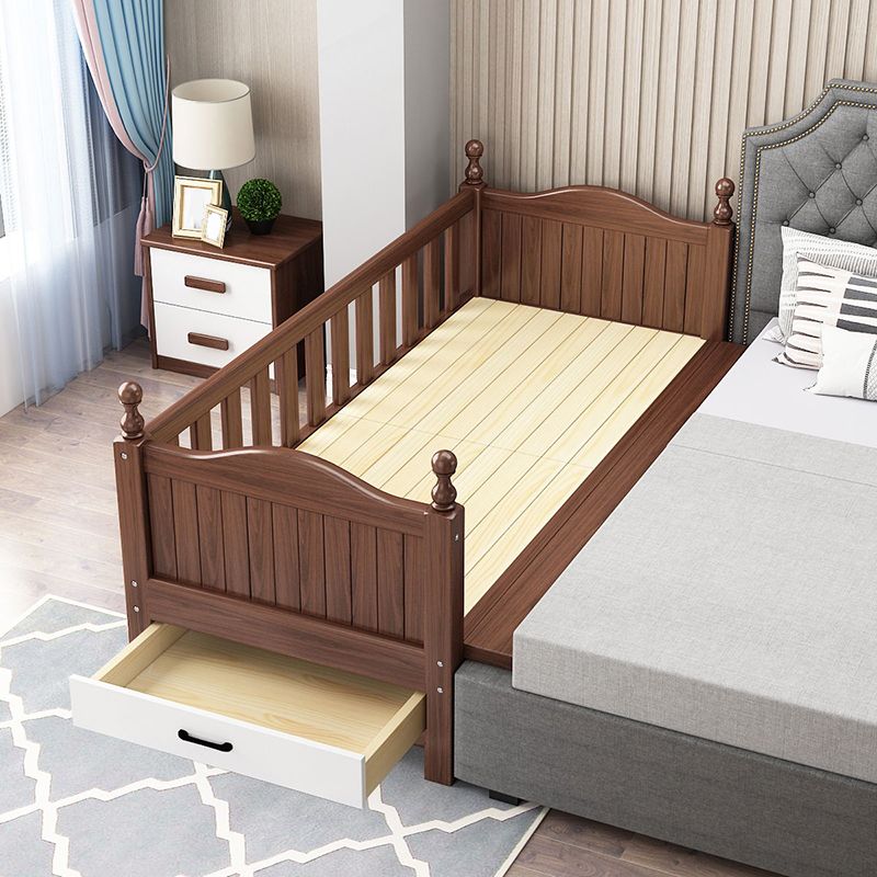 Espresso Wood Baby Crib Traditional Nursery Crib with Guardrail