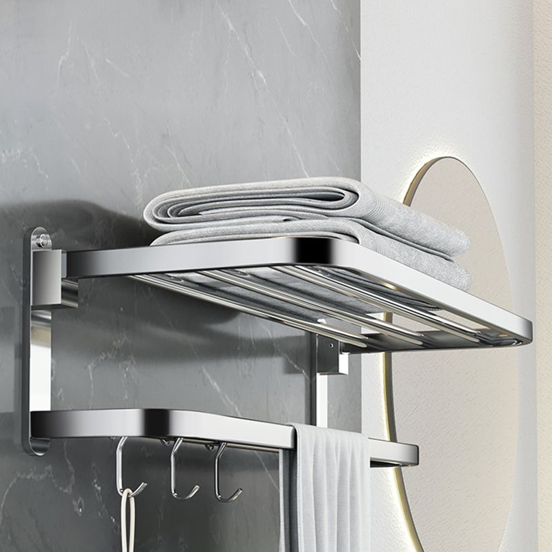 Polished Chrome Modern Bathroom Accessory Set in Stainless with Bath Shelf/Towel Bar