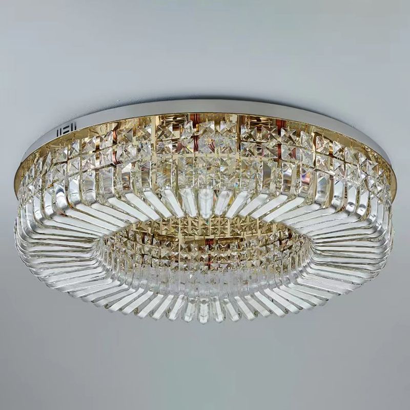 Modern Geometric Flush Light Fixtures Crystal Flush Mount Lights in Clear