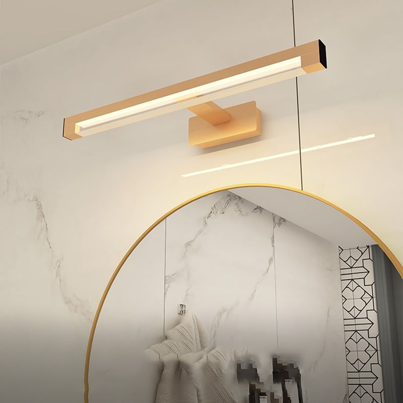 Linear Shade Metal Wall Light Modern 1- Light Mirror Wall Mount Light Fixture in Gold