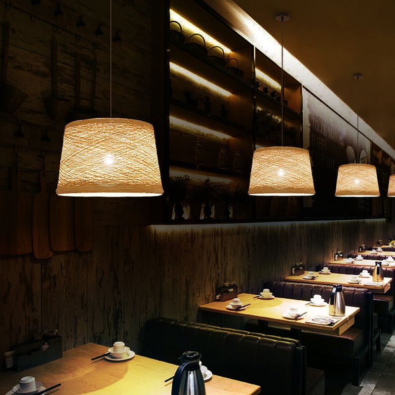 Éclairage de plafond conique Asian Flaxen 1-Light Restaurant Pendant Lightture