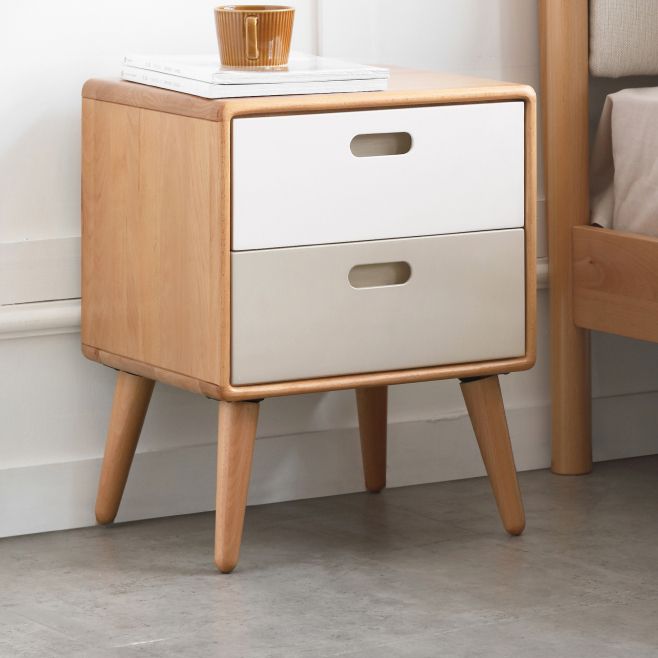 Modern & Contemporary Bedside Table for Nursery Solid Wood Nightstand Kids