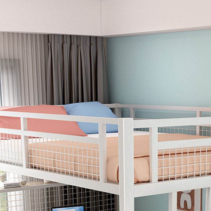 Contemporary Metal Loft Bed Wire-Grid Iron Bed Frame with Staircase