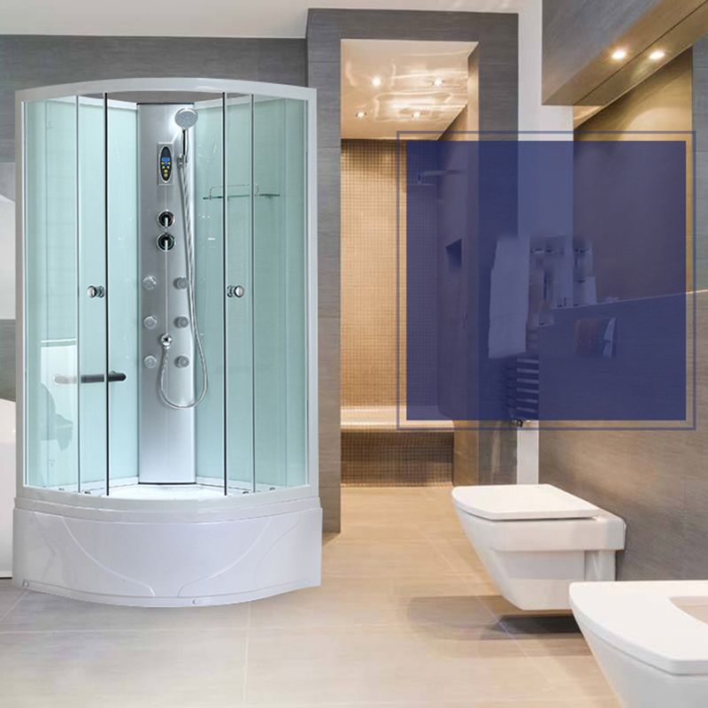 White Framed Rectangle Shower Stall Clear Tempered Glass Shower Stall