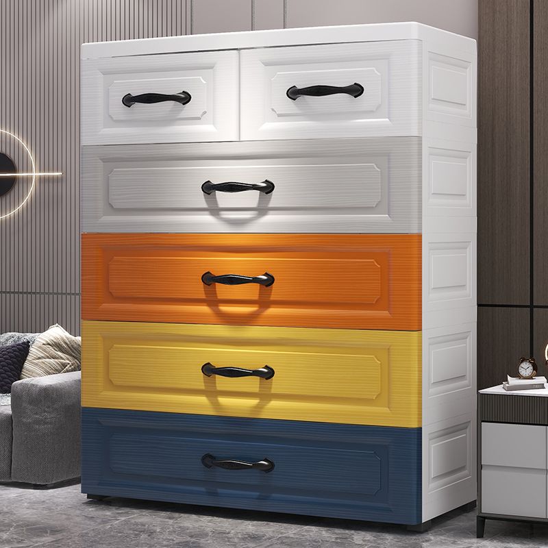 15.6-inch W Modern Chest Nursery Dresser Plastic Kids Nightstand with 6 Drawers