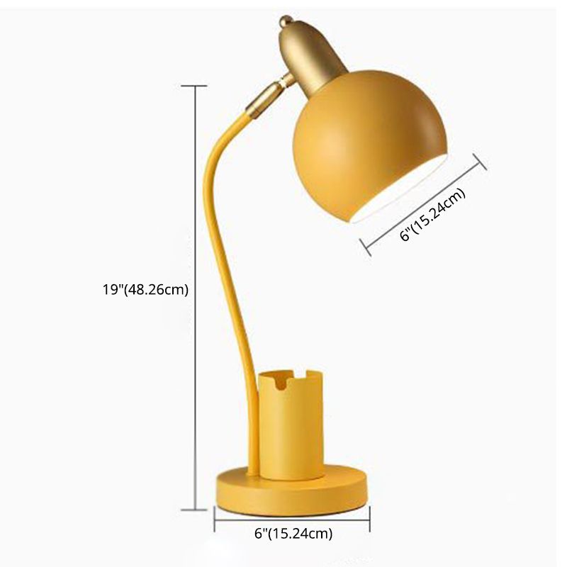 4 Color Optional Macaroon Style Desk Lamp Metal Dome Shade Studying Room Lighting Fixture with Pen Holder Design