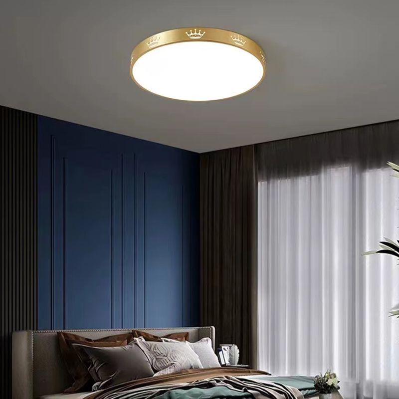 Modern Flush Mount Light Fixtures 1 Light Flush Mount Ceiling Light in Gold Finish