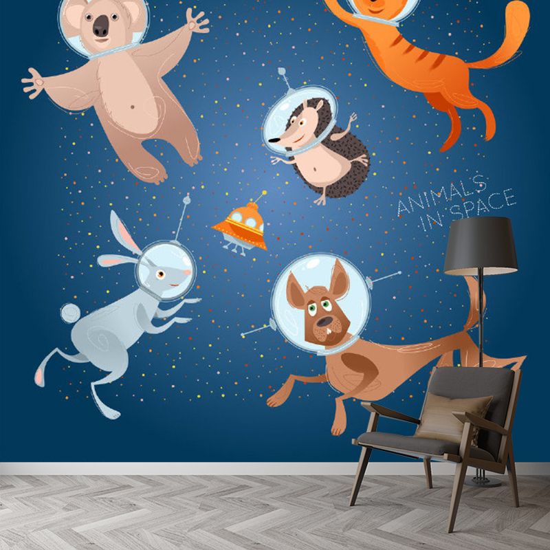 Animals in Space Murals Decal Childrens Art Waterproof Baby Bedroom Wall Decor, Full Size