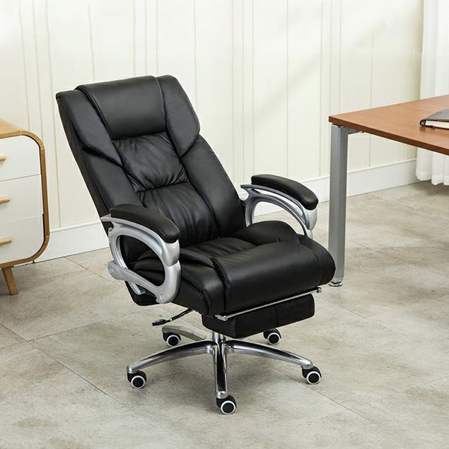 High Back Executive Desk Chair with Padded Arms Silver Metal Base Contemporary Task Chair