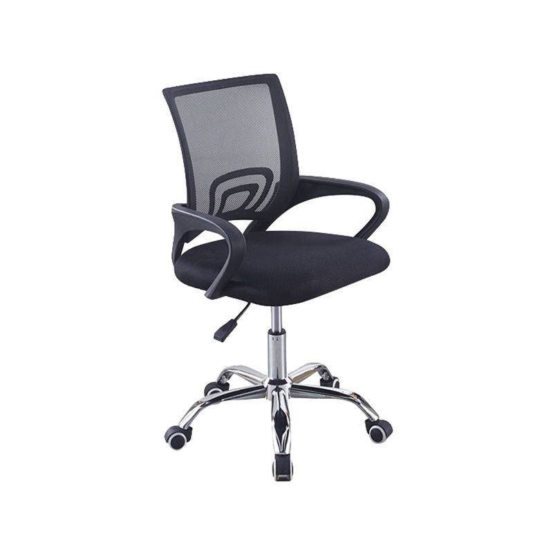 Modern Desk Chair in Black Mesh Computer Chair Mid-Back Chair with Wheels