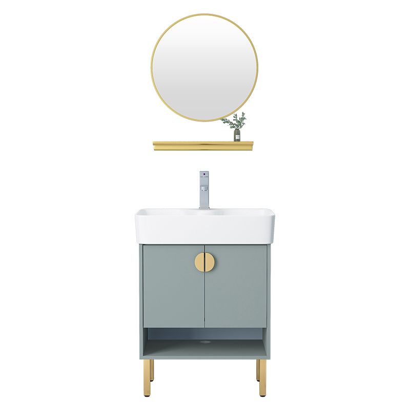 Rectangular Freestanding Bathroom Vanity Glam Green Single-Sink Vanity Set