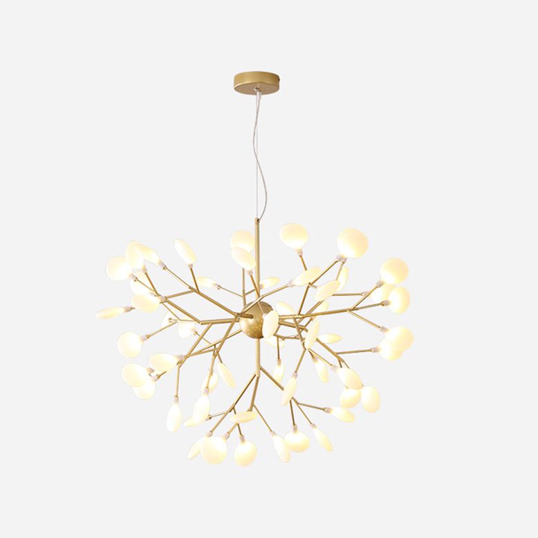 Branch Shape Chandelier Modern Fireflies Chandelier Light in Gold for Living Room