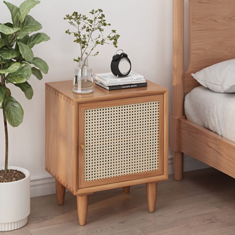 Rattan Bed Nightstand Modern Minimalist Bedside Table with Legs