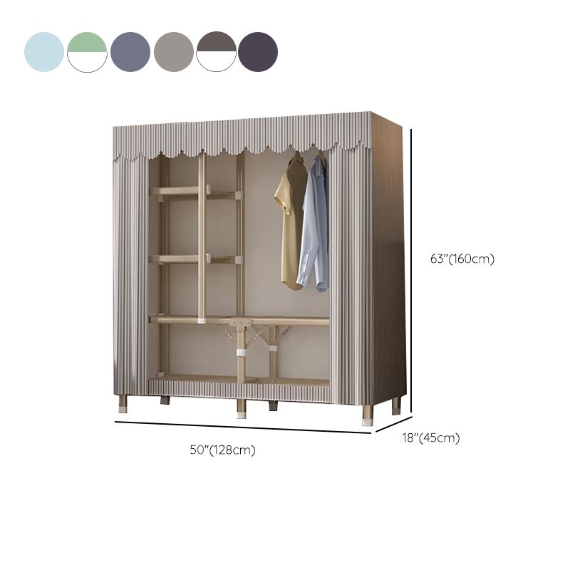 Foldable Metal Frame Wardrobe Armoire Freestanding Wardrobe with Shelves