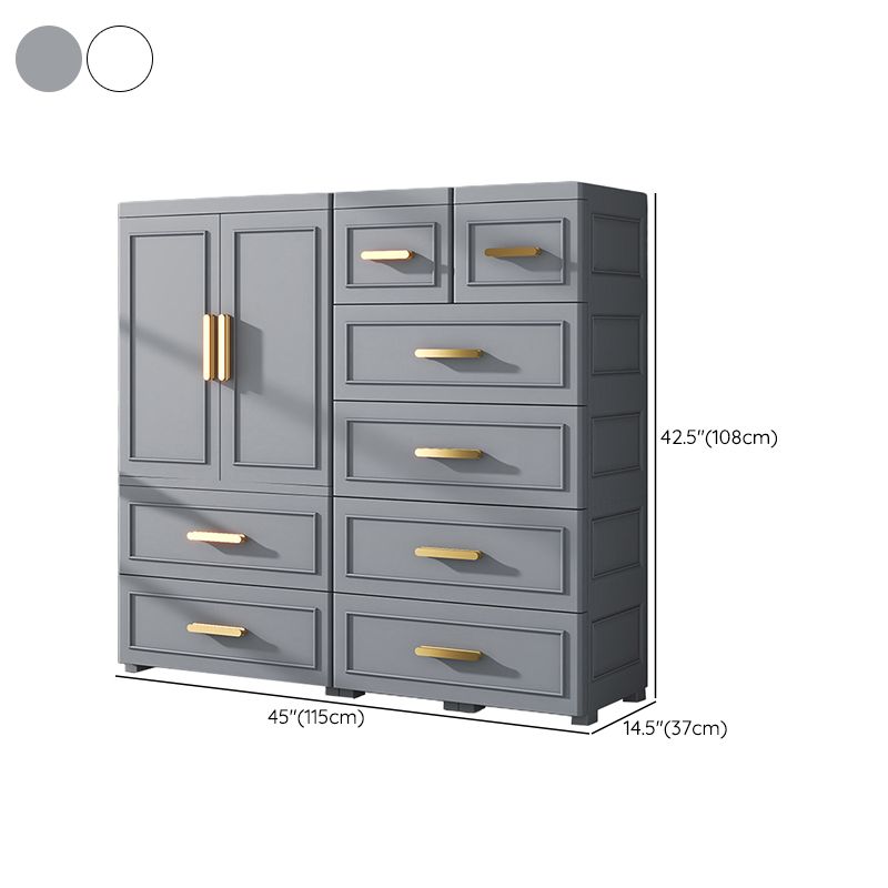 Modern Style Plastic Kids Closet Bedroom Armoire Cabinet with Door