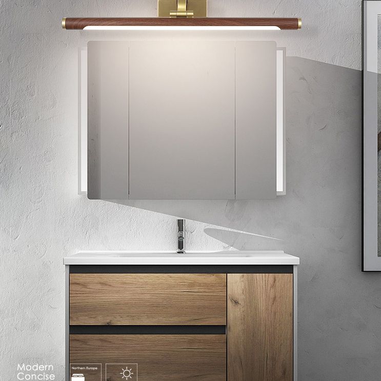 Linear Vanity Lighting Fixtures Modern Minimalist Style Wood Vanity Lights