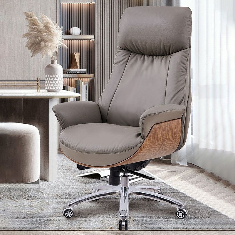 Contemporary Leather Executive Chair Wheels Included Managers Chair for Office