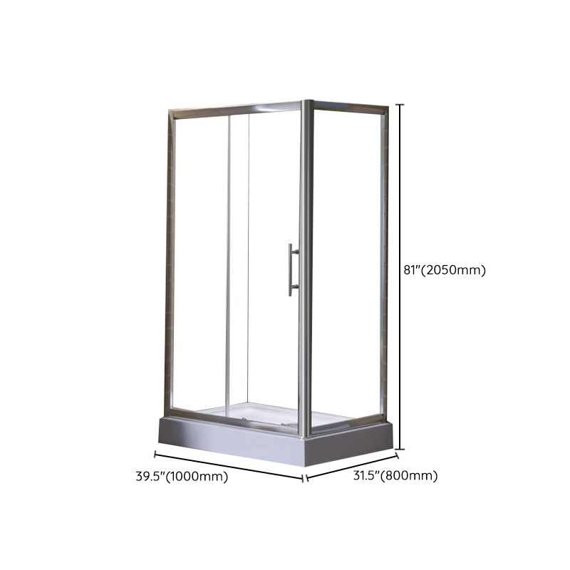 Corner Tempered Glass Shower Kit Silver Semi-Frameless Shower Kit