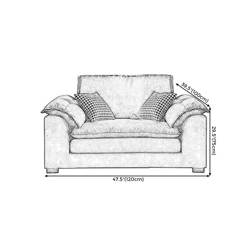 Fabric Pillow Top Arm Sectional 29.53"High Cushion Back Sofa, Black