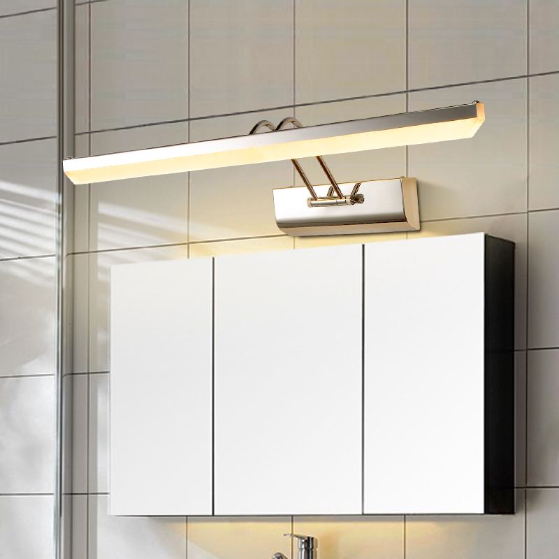 Vanité moderne linéaire Lumière Mirror LED à 1 lumière Light pour la salle de bain en argent