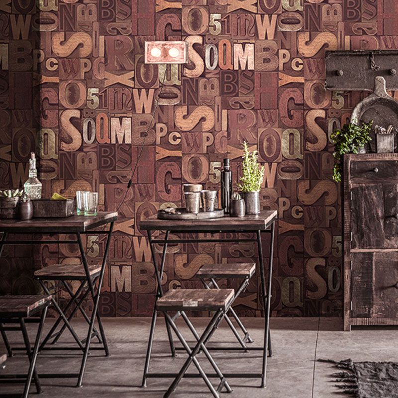 Rusty Red Letter Wallpaper Roll Non-Pasted Wall Covering for Accent Wall, 33' x 20.5"