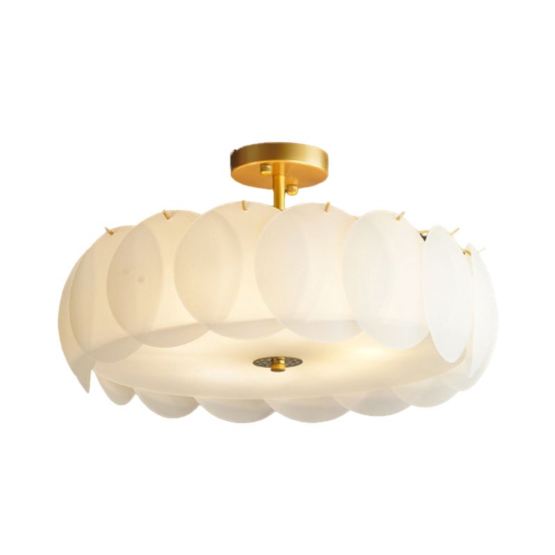 Drum Shape Flush Mount Modern Style Acrylic 1 Light Flush Light in White