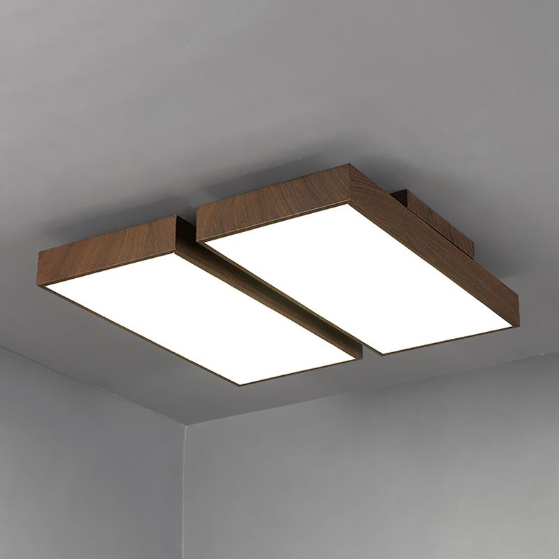 LED Modern Metal Flush Mount Rectangle Shape Ceiling Lamp with Acrylic Shade for Bedroom