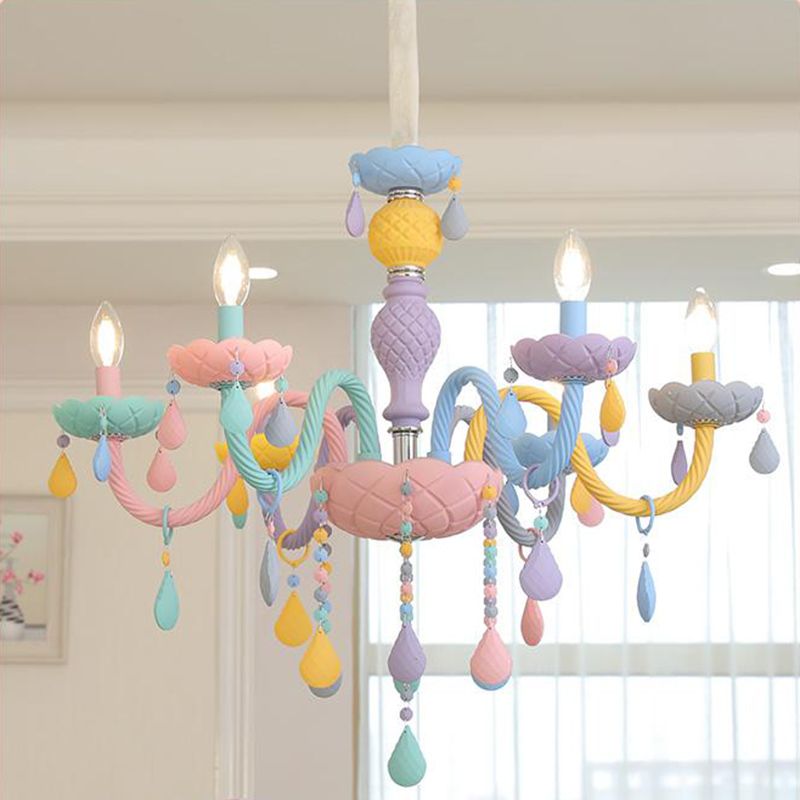 Colorful Stainless-Steel Pendant Light in Modern Creative Style Crystal Chandelier for Bedroom