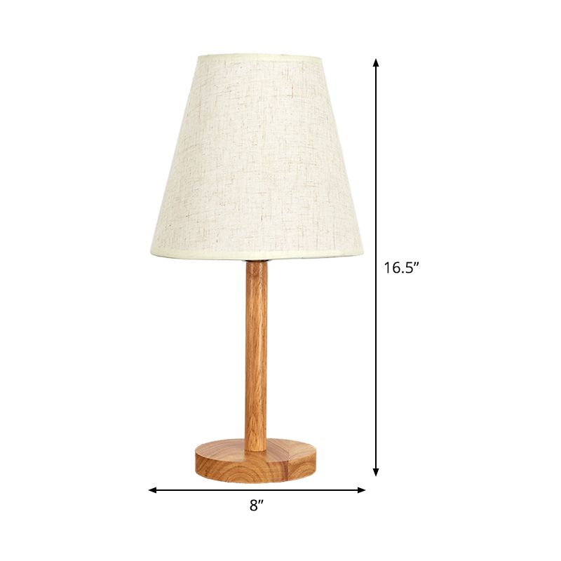 1 Bulb Conical Study Lamp Modern Fabric Reading Book Light in Wood for Living Room