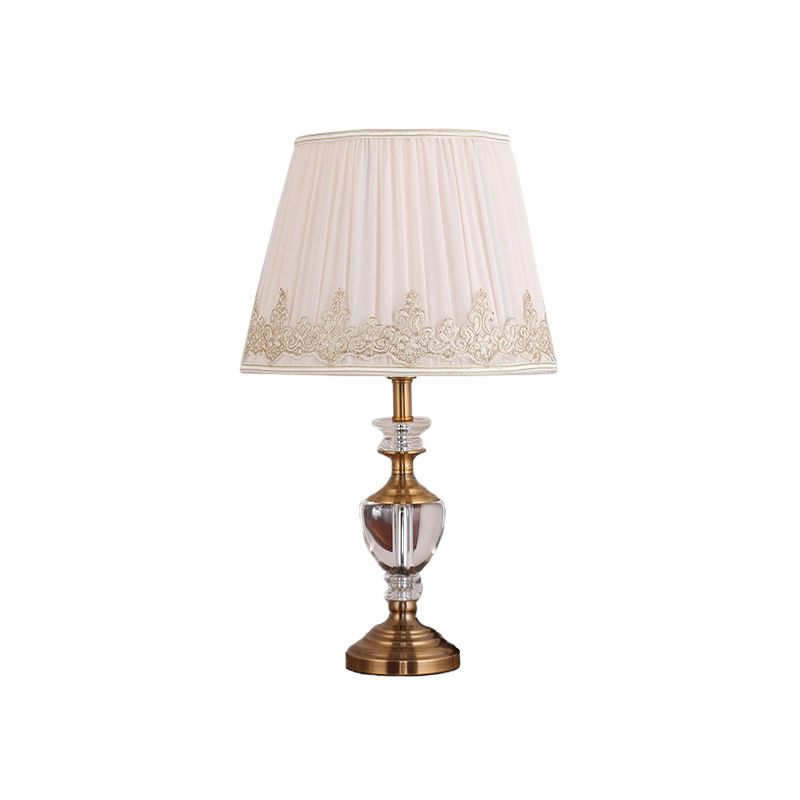 1 compito di comodino lampadina lampada da comodino beige nordico con tonalità in tessuto affusolato