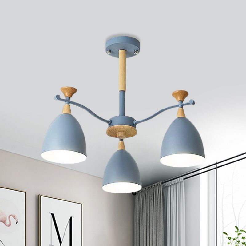 Contemporary Cone Chandelier Pendant Light Metal 3/6/8 Lights Hanging Ceiling Light in Grey/White/Green for Bedroom