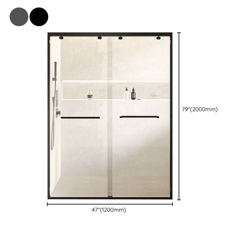 Double Sliding Shower Door Semi Frameless Shower Door with Stainless Steel Frame