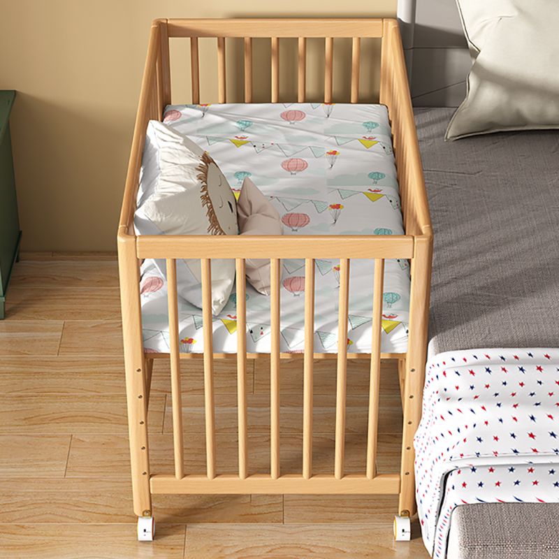 Baby Crib 2-in-1 Convertible Crib Nursery Bed with Guardrail and Casters