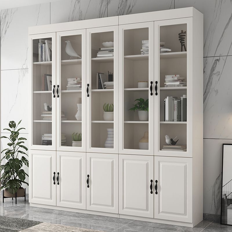 Modern Style Closed Back Bookshelf Solid Wood Bookcase with Cabinets