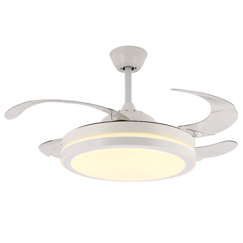 Modern Drum Ceiling Fan Light Interior LED Metal and Acrylic Fan Lighting Fixture