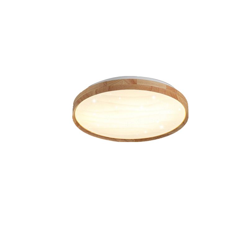 Plastic Circular Ceiling Light in Modern Minimalist Wooden LED Flush Mount in Brown