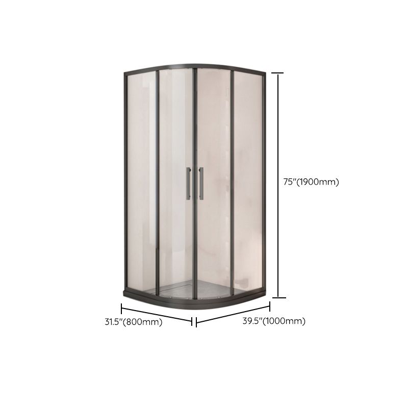 Black Full Frame Curved Tempered Glass Double Slide Shower Door