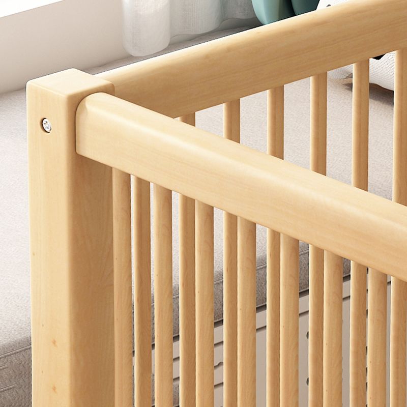 Solid Wood Baby Crib Farmhouse Beech Nursery Bed with Guardrails