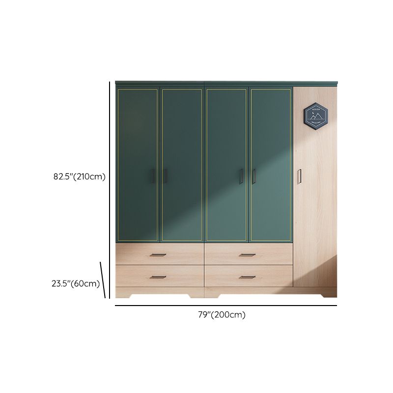 Modern Style Youth Armoire Wooden Bedroom Hanging Clothes Rack with Doors