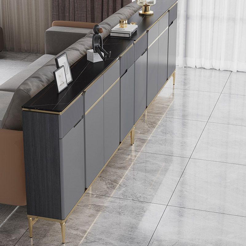 Stone Buffet Table Glam Style Buffet Credenza with Drawers and Cabinets