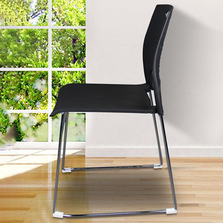 Silver Steel Frame Conference Chair Plastic Low Back Conference Chair