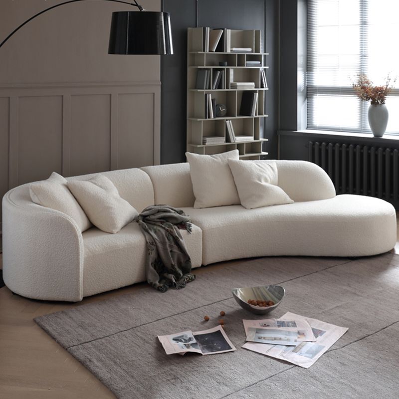 Modern Fabric Sectional with Bolster Pillows 26.77" Tall White L-shape Sectional